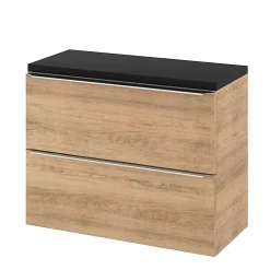 Meuble sous vasque suspendu faible profondeur effet chêne l.80 x H.60 x P.36 cm, GoodHome Imandra