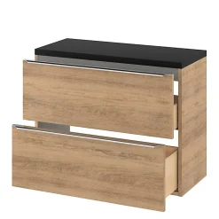Meuble sous vasque suspendu faible profondeur effet chêne l.80 x H.60 x P.36 cm, GoodHome Imandra