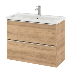 Meuble sous vasque suspendu faible profondeur effet chêne l.80 x H.60 x P.36 cm, GoodHome Imandra