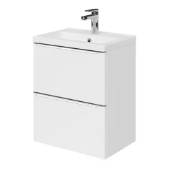 Meuble sous vasque suspendu faible profondeur blanc brillant l.50 x H.60 x P.36 cm, GoodHome Imandra