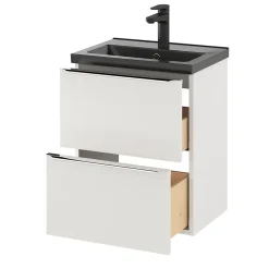 Meuble sous vasque suspendu faible profondeur blanc brillant l.50 x H.60 x P.36 cm, GoodHome Imandra