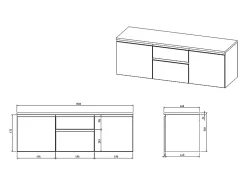 Meuble sous vasque suspendu - Naturel clair - 150 cm - JIMENA II