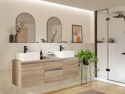 Meuble sous vasque suspendu - Naturel clair - 150 cm - JIMENA II
