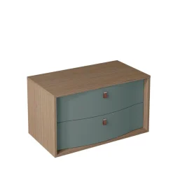 Meuble sous vasque suspendu vert toundra mat 2 tiroirs l.90 x H.50 x P.50 cm, Decotec Havana
