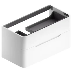 Meuble sous vasque suspendu blanc mat version gauche l.104 x H.55 x P.50,5 cm, Alba