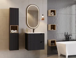 Meuble sous vasque suspendu 2 tiroirs NOVA NOIR 60 CM