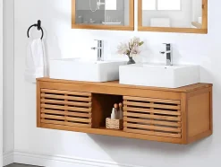 Meuble sous vasque suspendu en bois d'acacia - 130 cm - PENEBEL