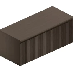 Meuble sous vasque suspendu placage noyer strié l.120 cm Pura