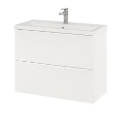 Meuble sous vasque suspendu faible profondeur blanc mat l.80 x H.60 x P.36 cm, GoodHome Imandra