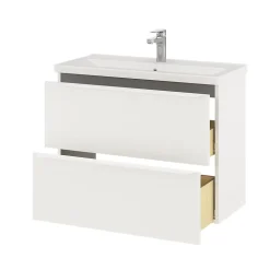 Meuble sous vasque suspendu faible profondeur blanc mat l.80 x H.60 x P.36 cm, GoodHome Imandra