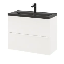Meuble sous vasque suspendu faible profondeur blanc mat l.80 x H.60 x P.36 cm, GoodHome Imandra