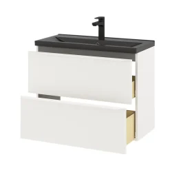 Meuble sous vasque suspendu faible profondeur blanc mat l.80 x H.60 x P.36 cm, GoodHome Imandra