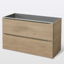 Meuble sous vasque suspendu effet chêne l.100 x H.60 x P.45 cm, GoodHome Imandra