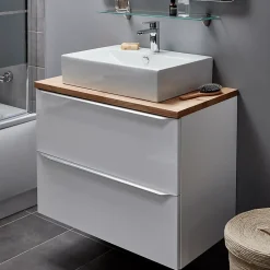 Meuble sous vasque suspendu blanc brillant l.80 x H.60 x P.45 cm, GoodHome Imandra