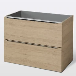 Meuble sous vasque suspendu effet chêne l.80 x H.60 x P.45 cm, GoodHome Imandra