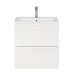 Meuble sous vasque suspendu faible profondeur blanc mat l.60 x H.60 x P.36 cm, GoodHome Imandra