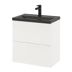 Meuble sous vasque suspendu faible profondeur blanc mat l.60 x H.60 x P.36 cm, GoodHome Imandra