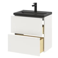 Meuble sous vasque suspendu faible profondeur blanc mat l.60 x H.60 x P.36 cm, GoodHome Imandra