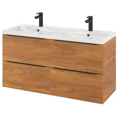Meuble sous vasque suspendu effet noyer l.120 x H.60 x P.45 cm, GoodHome Imandra