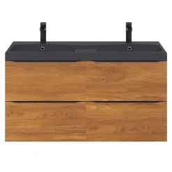 Meuble sous vasque suspendu effet noyer l.120 x H.60 x P.45 cm, GoodHome Imandra