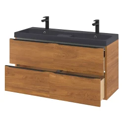 Meuble sous vasque suspendu effet noyer l.120 x H.60 x P.45 cm, GoodHome Imandra