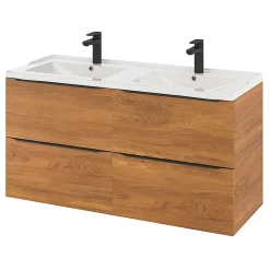 Meuble sous vasque suspendu effet noyer l.120 x H.60 x P.45 cm, GoodHome Imandra