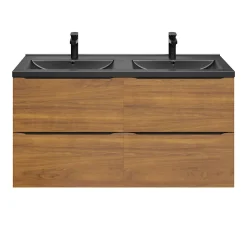 Meuble sous vasque suspendu effet noyer l.120 x H.60 x P.45 cm, GoodHome Imandra