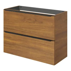 Meuble sous vasque suspendu faible profondeur effet noyer l.80 x H.60 x P.36 cm, GoodHome Imandra