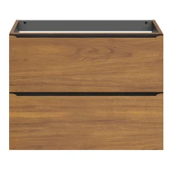 Meuble sous vasque suspendu faible profondeur effet noyer l.80 x H.60 x P.36 cm, GoodHome Imandra