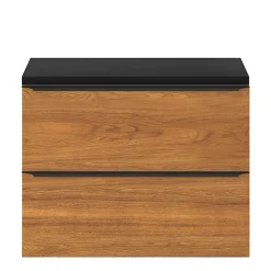 Meuble sous vasque suspendu faible profondeur effet noyer l.80 x H.60 x P.36 cm, GoodHome Imandra