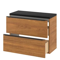 Meuble sous vasque suspendu faible profondeur effet noyer l.80 x H.60 x P.36 cm, GoodHome Imandra