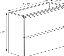 Meuble sous vasque suspendu faible profondeur effet noyer l.80 x H.60 x P.36 cm, GoodHome Imandra