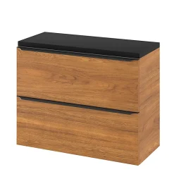 Meuble sous vasque suspendu faible profondeur effet noyer l.80 x H.60 x P.36 cm, GoodHome Imandra