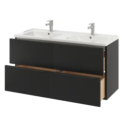 Meuble sous vasque suspendu noir mat l.120 x H.60 x P.45 cm, GoodHome Imandra