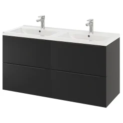 Meuble sous vasque suspendu noir mat l.120 x H.60 x P.45 cm, GoodHome Imandra