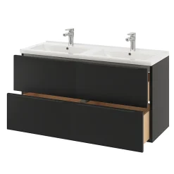 Meuble sous vasque suspendu noir mat l.120 x H.60 x P.45 cm, GoodHome Imandra