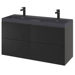 Meuble sous vasque suspendu noir mat l.120 x H.60 x P.45 cm, GoodHome Imandra
