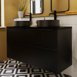 Meuble sous vasque suspendu noir mat l.120 x H.60 x P.45 cm, GoodHome Imandra