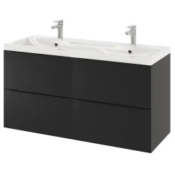 Meuble sous vasque suspendu noir mat l.120 x H.60 x P.45 cm, GoodHome Imandra