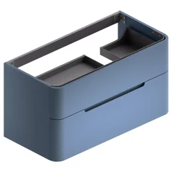 Meuble sous vasque suspendu bleu mat version droite l.104 x H.55 x P.50,5 cm, Alba