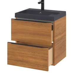 Meuble sous vasque suspendu effet noyer l.60 x H.60 x P.45 cm, GoodHome Imandra