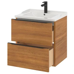 Meuble sous vasque suspendu effet noyer l.60 x H.60 x P.45 cm, GoodHome Imandra