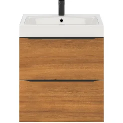 Meuble sous vasque suspendu effet noyer l.60 x H.60 x P.45 cm, GoodHome Imandra