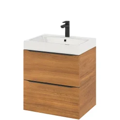 Meuble sous vasque suspendu effet noyer l.60 x H.60 x P.45 cm, GoodHome Imandra