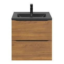 Meuble sous vasque suspendu effet noyer l.60 x H.60 x P.45 cm, GoodHome Imandra