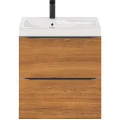 Meuble sous vasque suspendu effet noyer l.60 x H.60 x P.45 cm, GoodHome Imandra