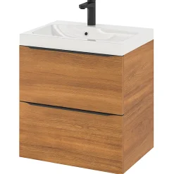 Meuble sous vasque suspendu effet noyer l.60 x H.60 x P.45 cm, GoodHome Imandra