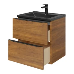 Meuble sous vasque suspendu effet noyer l.60 x H.60 x P.45 cm, GoodHome Imandra