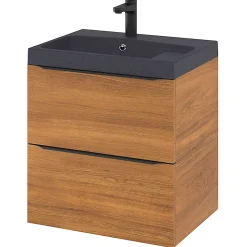 Meuble sous vasque suspendu effet noyer l.60 x H.60 x P.45 cm, GoodHome Imandra
