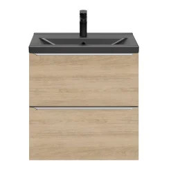 Meuble sous vasque suspendu faible profondeur effet chêne l.60 x H.60 x P.36 cm, GoodHome Imandra